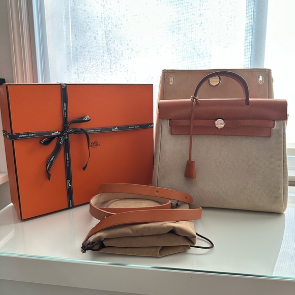 Hermes beige and tan and Herbag with backpack straps - Picture 3 of 11